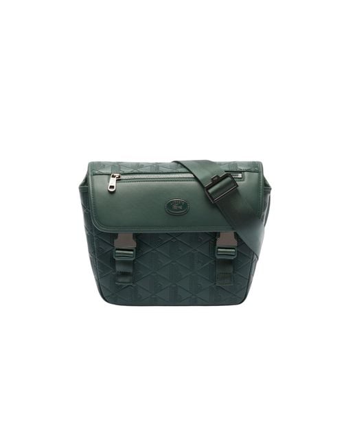 Lacoste Green Nomogramme Small Flap Close Messenger Bag for men
