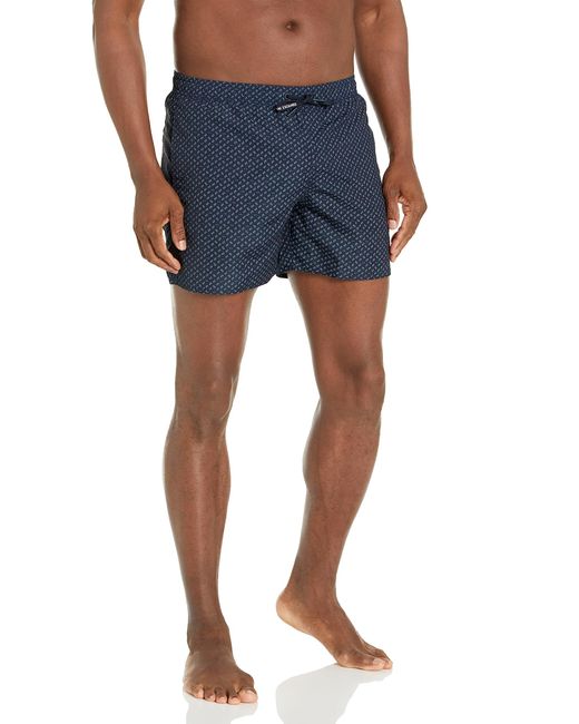 Emporio Armani Blue A | X Armani Exchange Standard Recycled Polyester Boxer Swimwearw/slits. Micro Patterns With Ax Logo Mixed for men