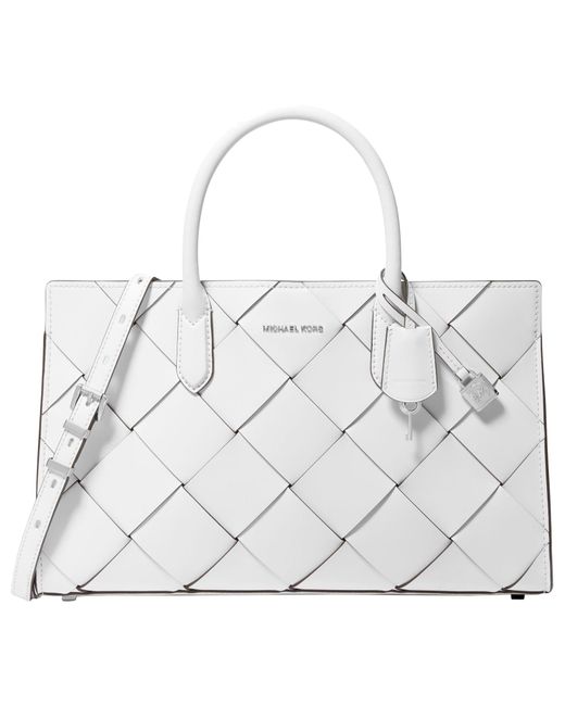 Michael Kors White Scarlett Medium East West Satchel