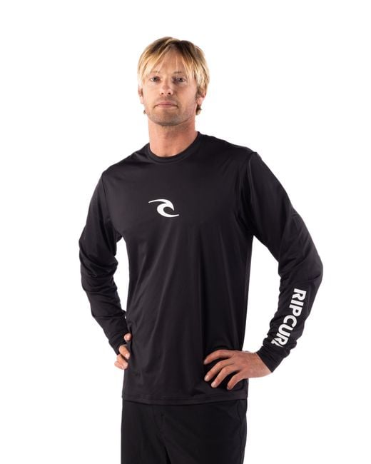 Rip Curl Blue Standard Long Sleeve Rashguard-upf 50+ Sun Protection Surf Shirt for men