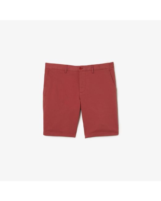 Lacoste Red Solid Slim Fit Bermudas for men