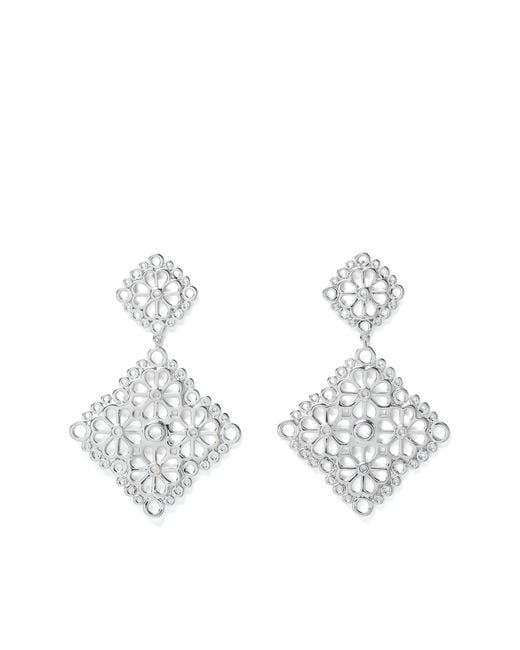 Kate Spade White Spade Flower Lace Drop Earrings