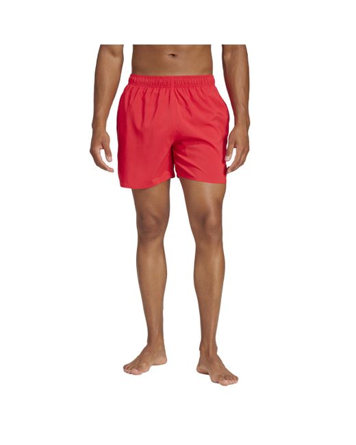 Adidas Red Standard Solid Clx Swim Shorts for men