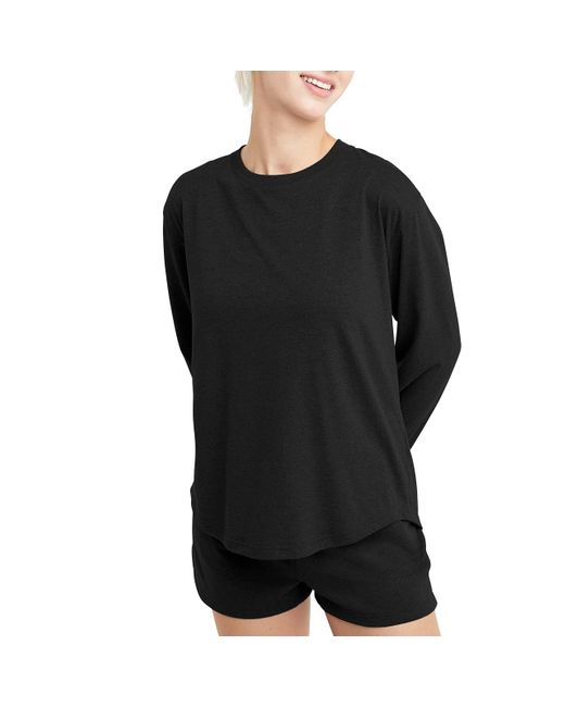 Hanes Black Standard Originals Tri-blend Long-sleeve T-shirt