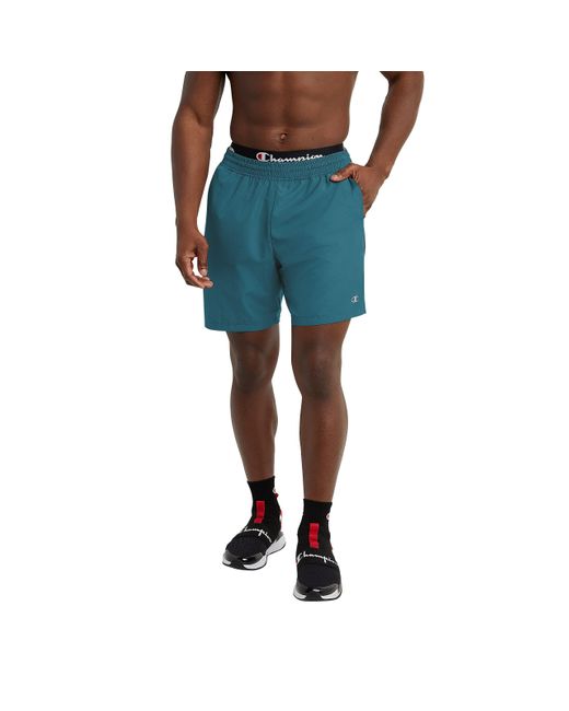 Champion Blue , Unlined, Lightweight Mid-length Basketball Shorts, 7", Nifty Turquoise/athletic Navy for men