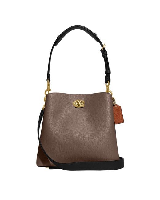 COACH Brown Colorblock Leather Willow Bucket