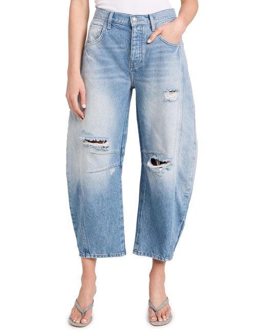 Free People Blue We The Free Good Luck Mid-rise Barrel Jeans