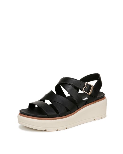 Dr. Scholls Nice Day Max Sun Wedge Sandal Black Smooth 7 M