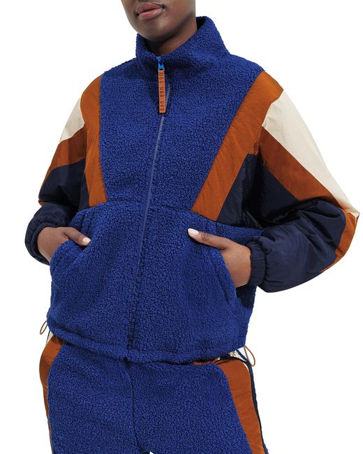 Ugg Blue Kieren Fluff / Nylon Jacket Coat