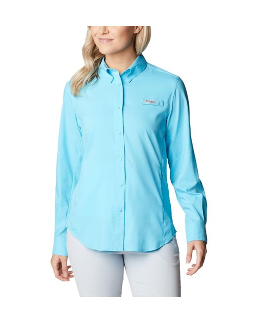 Columbia Blue Sportswear Plus-size Tamiami Ii Long Sleeve Shirt