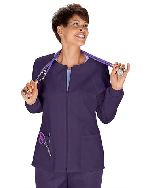 CHEROKEE Zip Front Scrub Jackets For in Purple Lyst