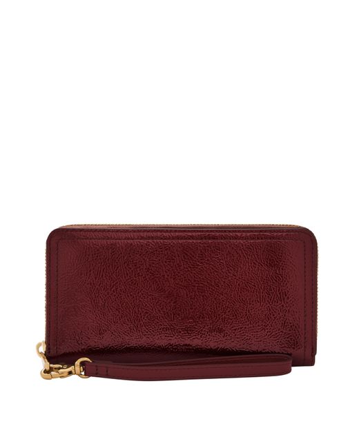 Fossil Logan Zip Around Clutch in Red Lyst