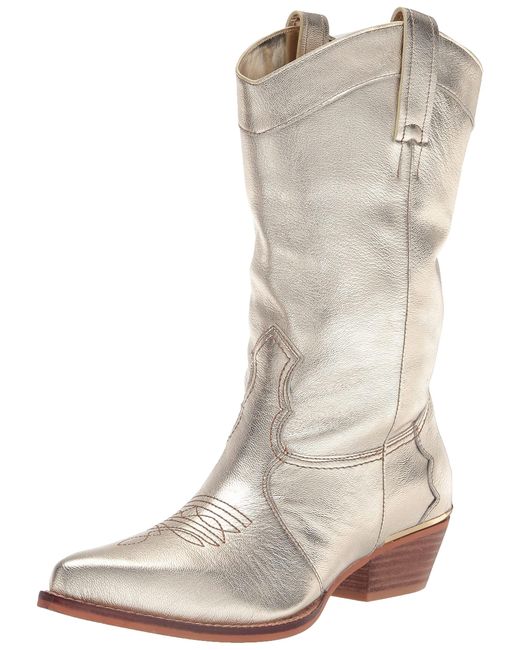 DKNY Natural Essential Smooth Metallic Leather Boot Combat