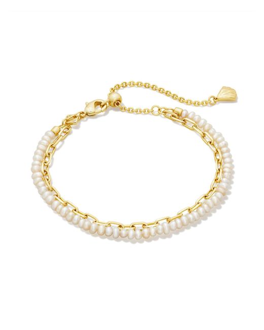 Kendra Scott Metallic , S, Lolo Multi Strand Bracelet, Gold White Pearl, One Size