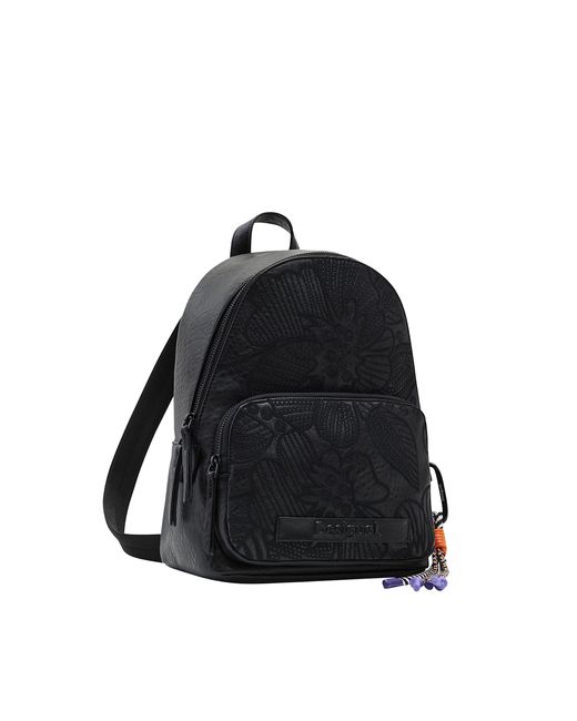 Desigual Black Small Floral Embroidery Backpack