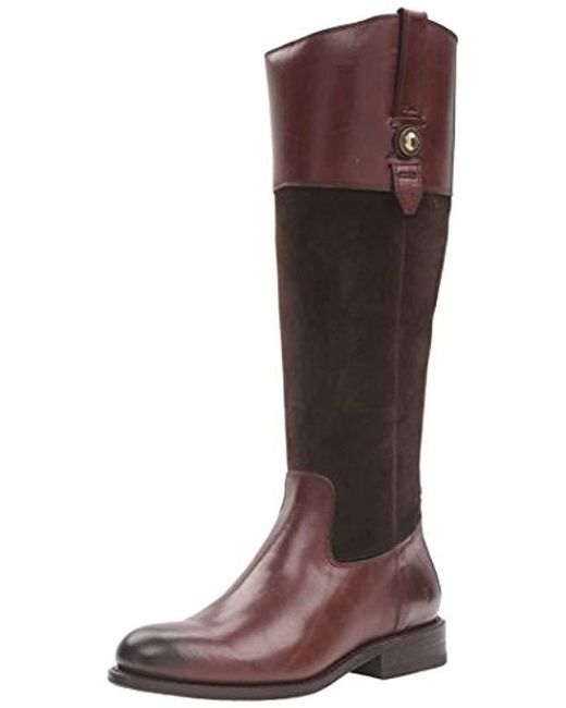 frye women's jayden button tall leather and suede riding boot