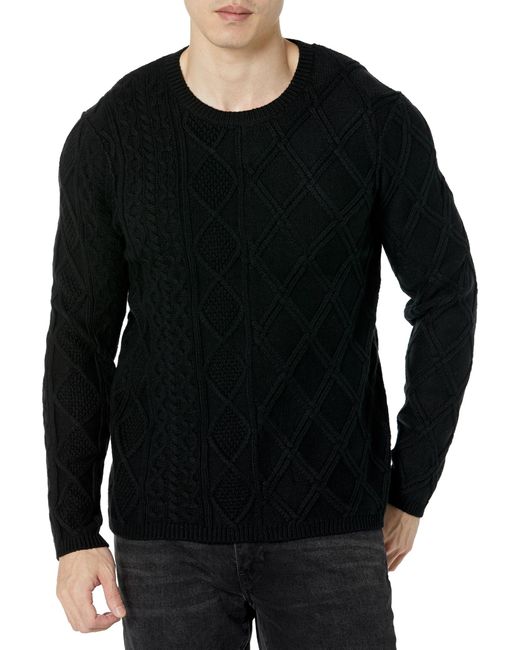 John Varvatos Black Dotel Long Sleeve Cable Sweater for men