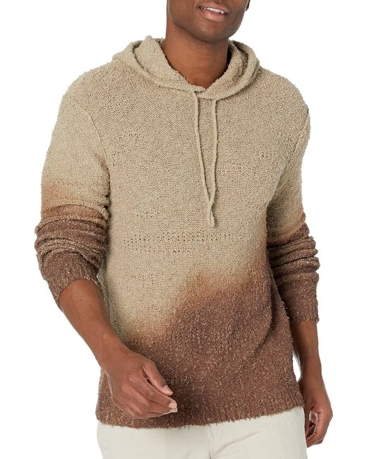 John Varvatos Brown Audubon Regular Fit Long Sleeve Pop Up Hoodie Sweater With Dip-dye for men