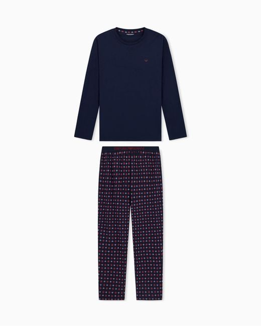 Emporio Armani Blue Long Pajama Set for men