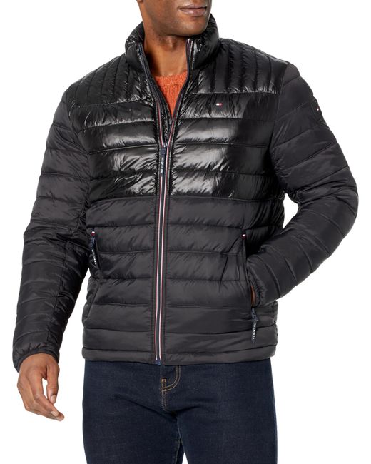 Tommy Hilfiger Black Ultra Loft Lightweight Packable Puffer Jacket for men