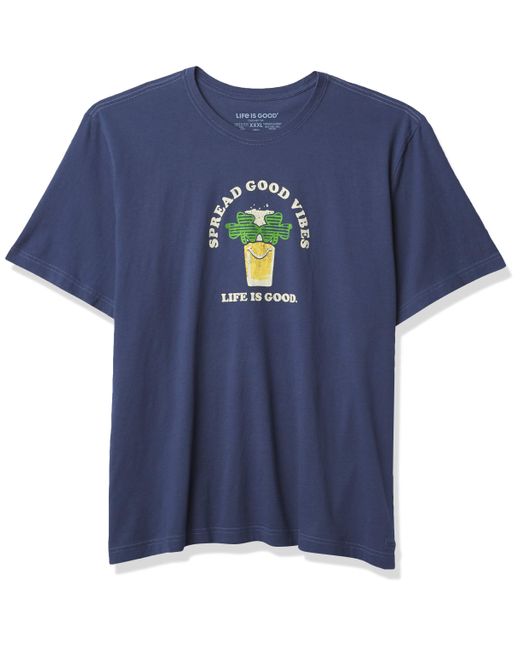 Life Is Good. Blue S Crusher Graphic T-shirt for men