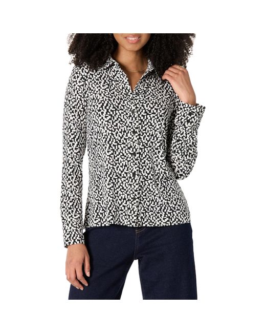 Amazon Essentials Black Regular-fit Matte Jersey Button-down Shirt