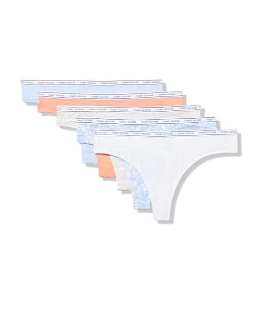 Tommy Hilfiger White Classic Cotton Logoband Thong 5-pack