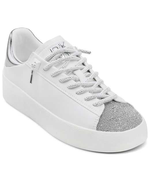 DKNY White Ginali Everyday Lace Up Platform Sneaker