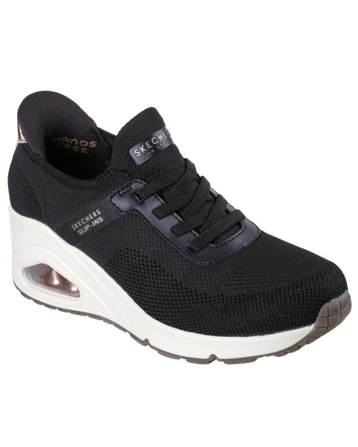 Skechers Black Uno Wedge N Knit Hands Free Slip-ins Sneaker