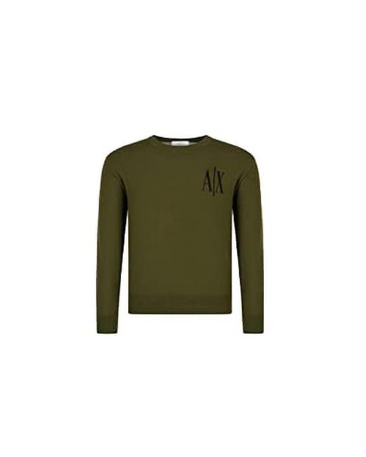 Emporio Armani Green A | X Armani Exchange Long Sleeve Small Icon Logo Wool Sweater for men