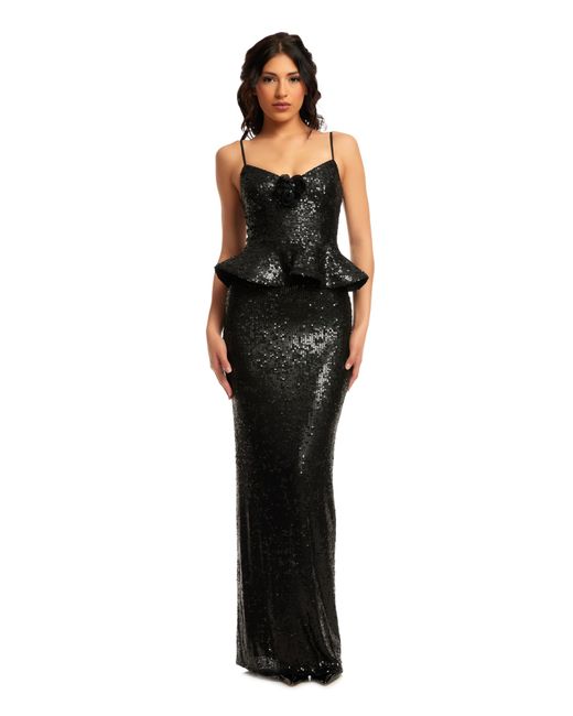 Dress the Population Black Akiah Stacked Sequin On Mesh