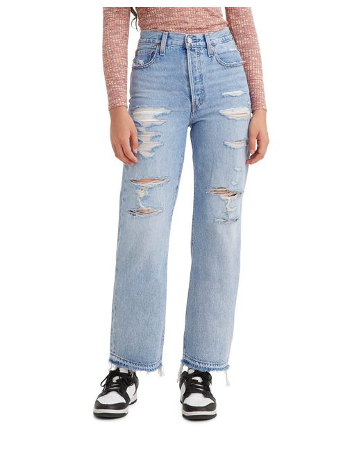 Levi's Blue Ribcage Straight Ankle Jeans,
