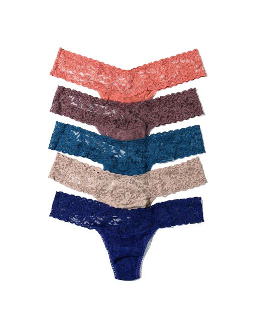 Hanky Panky Blue Signature Lace Low Rise Thong 5-pack