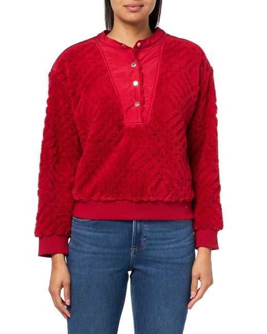 Tommy Hilfiger Red S 1/4 Zip Up Sherpa Jacket