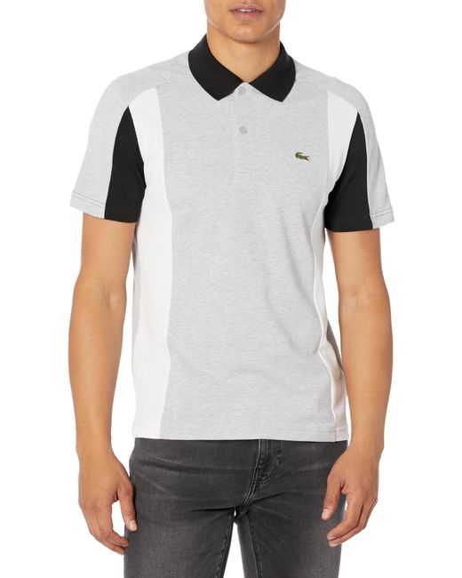Polo da uomo a maniche corte tricolore di Lacoste in Gray da Uomo