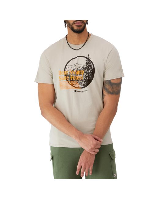 Champion Gray , Classic, Comfortable Crewneck T-shirt, Graphic Tee, Khaki Bear Swamp State Forest for men