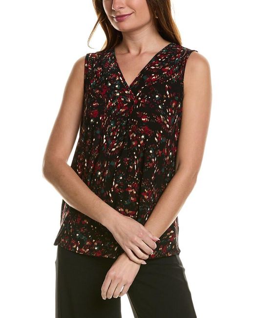 Anne Klein Black Pleat Front Shell
