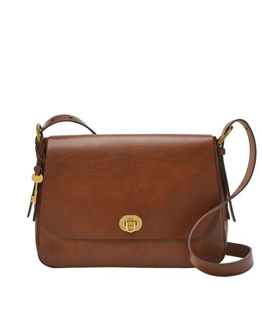 Fossil Leather Harper Flap Crossbody in Brown Lyst