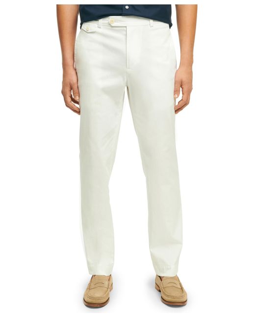 Brooks Brothers White Slim Fit Stretch Supima Cotton Poplin Chino Pants for men