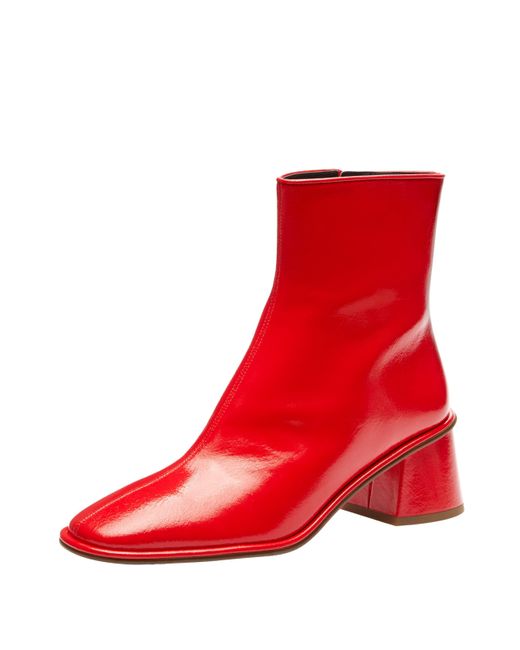 COACH Red Gigi Bootie In Glazed Leather Ankle Boot