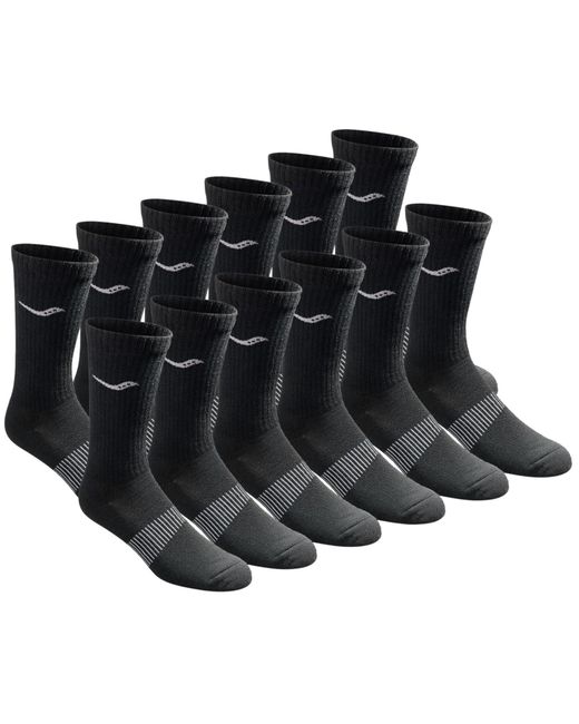 Saucony Black Rundry Mesh Ventilating Comfort Fit Performance Crew Socks for men
