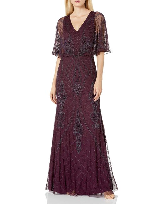 Adrianna Papell Beaded Blouson Gown in Deep Amethyst (Purple) - Save 26% -  Lyst