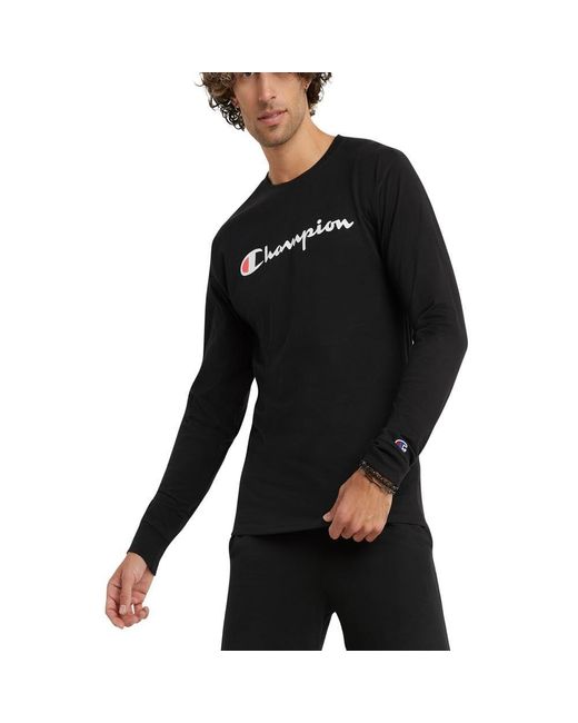 Champion Black , Classic Long Sleeve, Comfortable, Soft T-shirt For for men