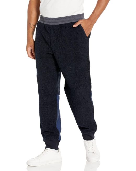 Emporio Armani Blue A | X Armani Exchange Teddy Fleece Colorblock Jogger Sweatpants for men