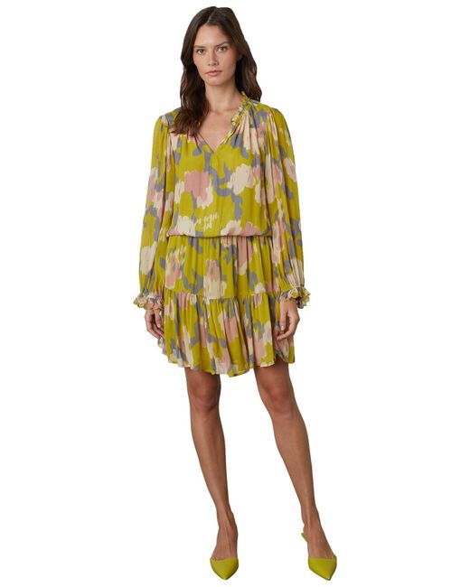 Velvet By Graham & Spencer Yellow Regina Soho Print Long Sleeve Dress