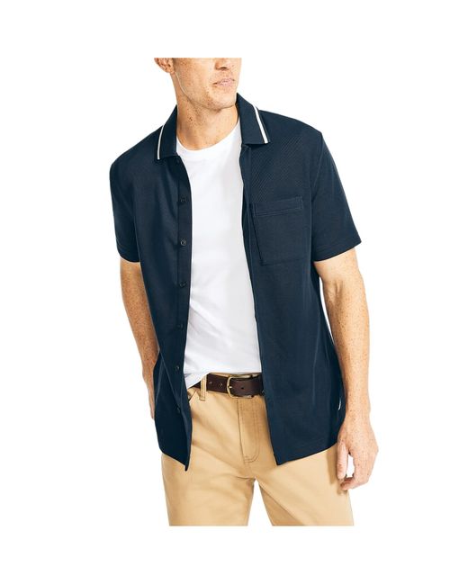 Camicia a maniche corte da uomo realizzata in modo sostenibile di Nautica in Blue da Uomo
