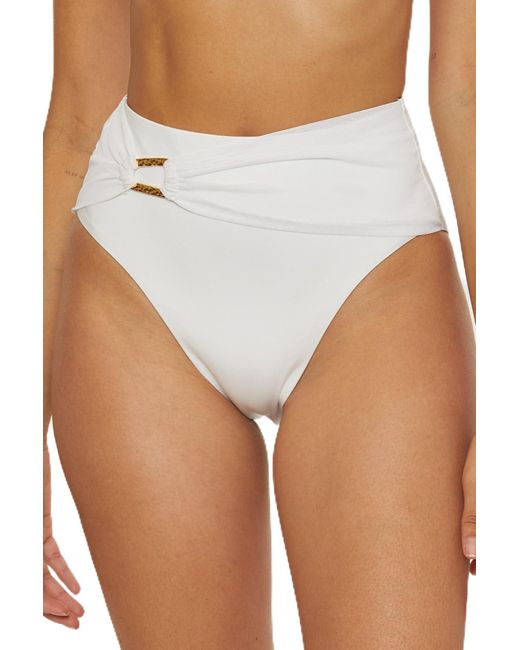 Trina Turk White Standard Monaco High Waisted Bikini Bottom
