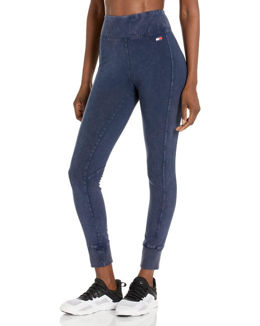 Tommy Hilfiger Blue Performance High Rise Washed Fabric Leggings