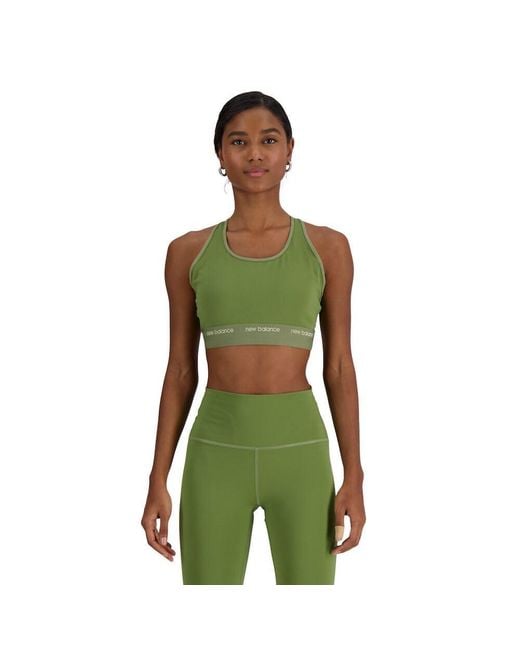 New Balance Green Nb Sleek Medium Support Sports Bra