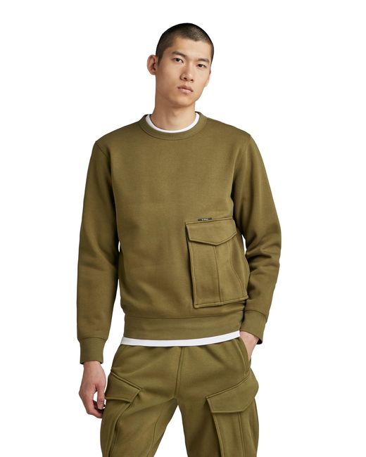 G-Star RAW Green Premium Cargo Pocket Crew Neck Sweatshirt D23486-d425-c744 for men